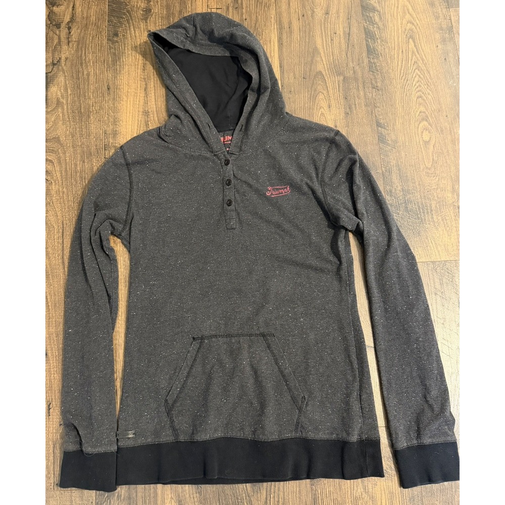 Triumph Motorcycles Hoodie Pullover Sweatshirt Kid's  XL Gray  1/4 Button Down